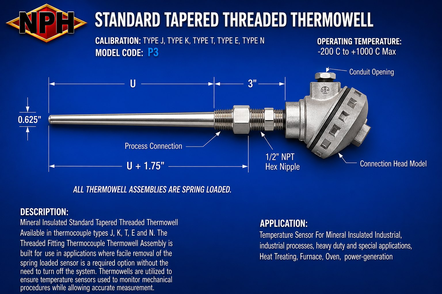 NPH Standard Tapered Threaded Thermowell-P3